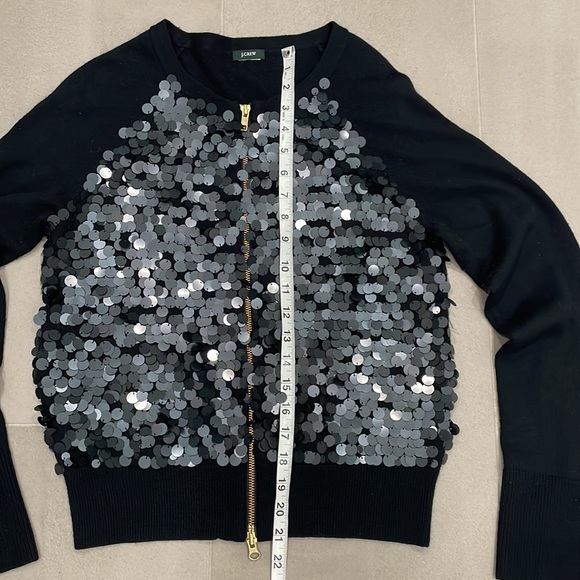 J. Crew sequin Paillette merino wool cardigan w zipper - Picture 6 of 17